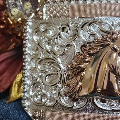 Horse Face Cowboy Belt Buckle Western HebillaSilver & Rosetone 4×3.5 Inch