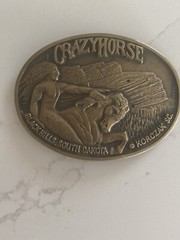 Crazy Horse Black Hills South Dakota Korczak SC Solid Brass Belt Buckle ADM Oval