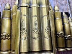 Bullet Rifle Rounds Skull Crossbones Lighter (Not Working) Large Belt Buckle