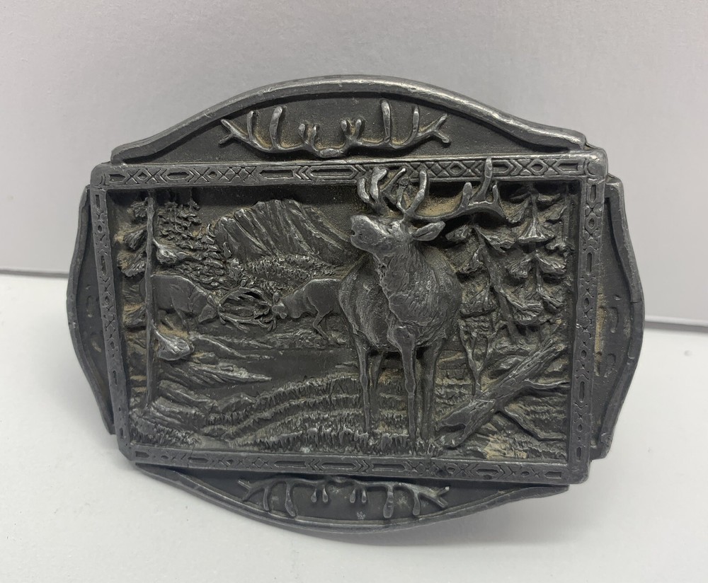 Belt Buckle Vintage Elk Relief Brew City Collectibles Pewter Made In USA