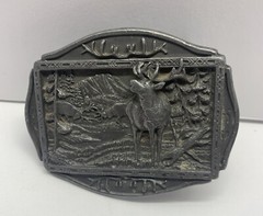 Belt Buckle Vintage Elk Relief Brew City Collectibles Pewter Made In USA