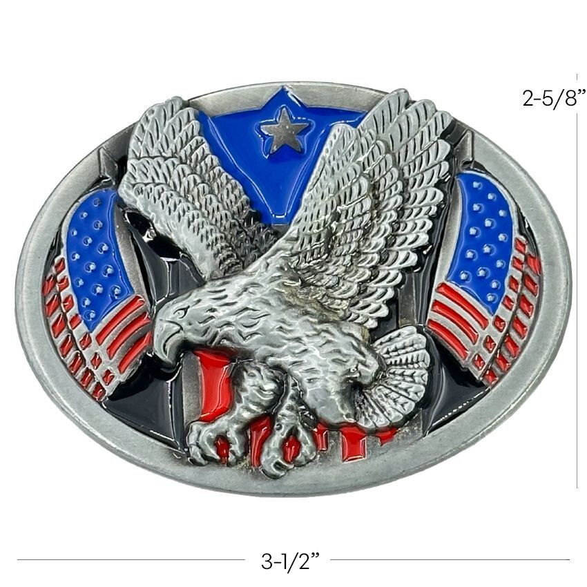 USA Flag Eagle Patriotic Belt Buckle Full Color 3D Design