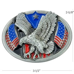 USA Flag Eagle Patriotic Belt Buckle Full Color 3D Design