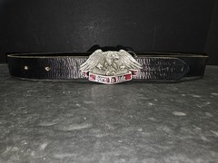 1992 The Great American Belt Buckle Harley-Davidson Born to Ride w/ Leather Belt