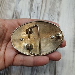 Western Floral Lace Agate Belt Buckle Two Tone Gold Silver Oval Cowboy Boho