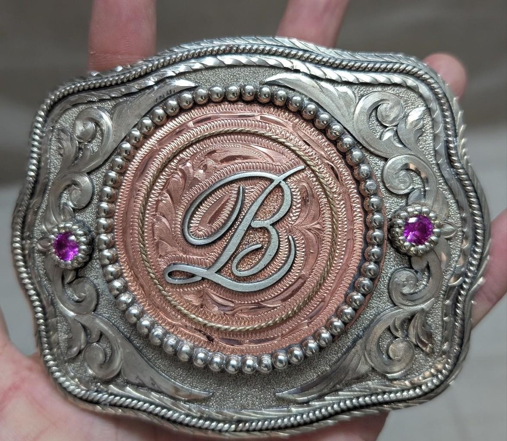 vintage RRR belt buckle OVERSIZED western cowboy BARAJAS rodeo ready ranchwear