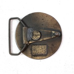 1974 Kansas Windmill Belt Buckle Round Antique Brass Lewis Buckles Chicago