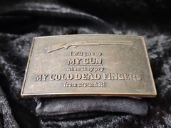 Vintage PRY COLD DEAD FINGERS Brass/Black Tone Belt Buckle