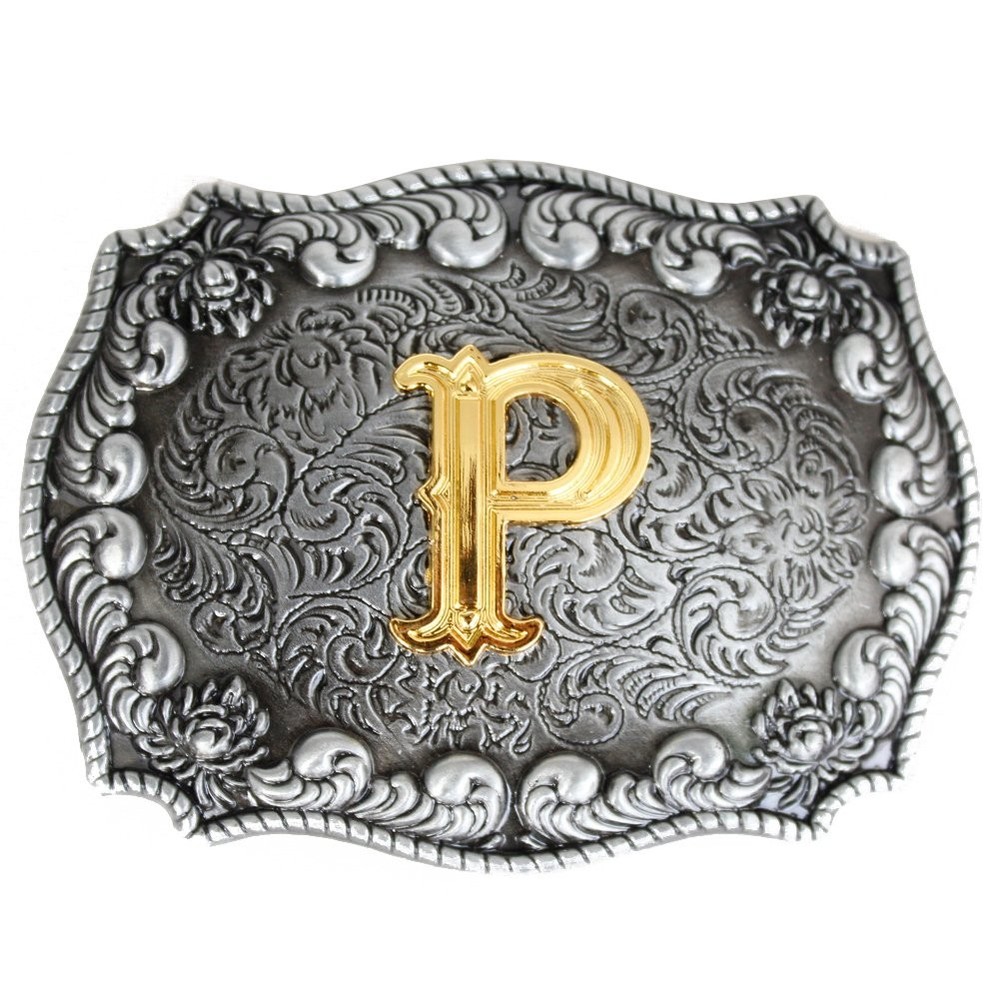 Men&rsquo;s Belt Buckles, English Letter in 3D, Western Style, CowboyAlphabe…