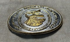 North American Hunting Club Belt Buckle Eagle Gold Silver Oval Western