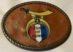 Vintage Legion of Honor Leather on Brass Belt Buckle Spec-Cast Rockford RARE