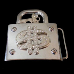 DOLLAR MONEY SIGN PAD LOCK KEY UNISEX BELT BUCKLE BELTS BUCKLES