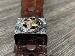 Rare Chet Vogt 14k .925 Sterling Belt Buckle Set XL cowboy Star ✅