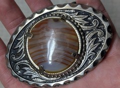 vintage AGATE belt buckle SOUTHWESTERN cowboy POLISHED STONE gemstone rock