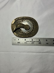Vintage The Crockett Spinning Spur Belt Buckle Award Design Medals Western Brass