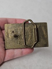 Vintage 1978 Brass Wood Duck Etched Belt Buckle