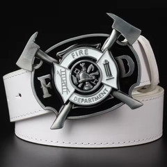 Firefighter Fire Department Zinc Alloy Metal Black Belt Buckle
