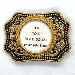 Silver Dollar Black & Gold Western Style Belt Buckle
