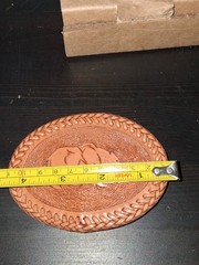 Handmade Tooled Leather Bear Belt Buckle Rust Brown 4.5&Prime; X 3.5&Prime;