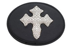 Belt Buckle Men Women Black Fabric Silver Metal Western Cowboy 3D Rodeo Cross