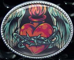 Sacred Heart Tattoo Graffiti Street Art Handmade Artisan Belt Buckle