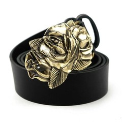 Belt buckle Rose American Beauty, Handmade brass flower women accessories,