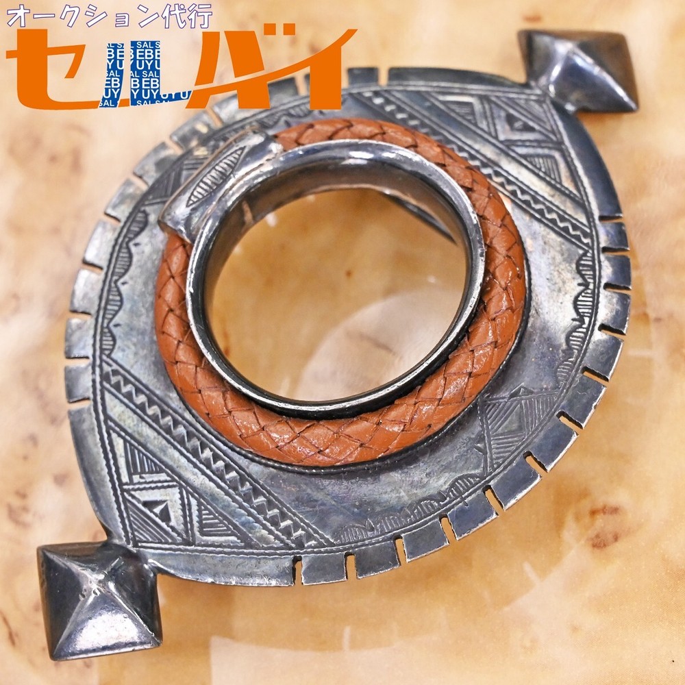 Hermes Touareg Tribe Solid Silver Hand Carved Buckle Kit Belt 32