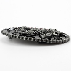 Motorcycle and Wolf Belt Buckle Western Cowboy Motorcyclist (MTWF-01)