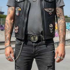 NEW Men Belt Buckle Silver Metal Heavy Grey Skeleton Skull Motorcycle Biker Bone