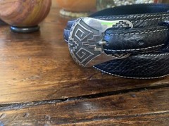 Navajo James Reid LTD Style Sterling Silver Belt Buckle Set 33-37-1.25”✅🦬