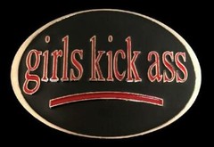 Girls Kick Ass Funny Bar Joke Fun Humor Belt Buckle