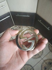 Authentic Gucci Interlocking G Belt Buckle Gold Tone Replacement 4cm 1.5&Prime; Buckle