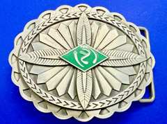 Southwestern Native Indian Tribal Art Style Green Colored Center Belt Buckle