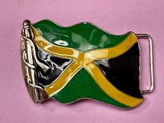 Jamaican Flag Jamaican Pride Silver Green Yellow & Black Patriotic Belt Buckle