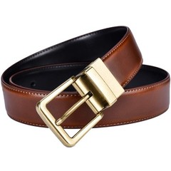 Beltox Men’s Belts 34-36, Antique Gold Buckle With Black/Lt Brown Belt