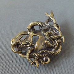 Casting Solid Brass Skull Snake Belt Buckle,Punk Skull Unique Men&rsquo;s Buckle, gift