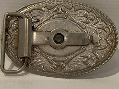 Texas Longhorn Silver & Gold Tone Oval Belt Buckle 2&Prime; x 3&Prime;