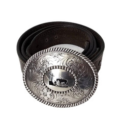 Nocona Belt Buckle Cowboy Horse Prayer Silver-toned Religious Rodeo Leather Belt