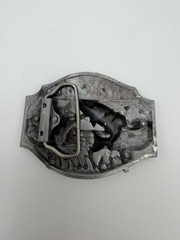 “I&rsquo;d Rather Be Fishing” Novelty Humor Belt Buckle Silver Tone Enamel Preowned