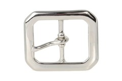 1 1/4 Inch Center Bar Single Prong Solid Brass Octagon Rectangular Belt Buckle