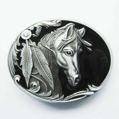 Rodeo Horse Head Silver/Black Cowboy Western Metal Belt Buckle8