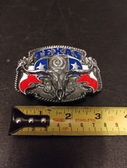 NEW Vintage Siskiyou Republic of Texas Flag Longhorn Belt Buckle Lone Star State