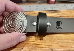 Pewter Belt Buckle Demeter Small Spiral Western w/ Premium Leather Belt