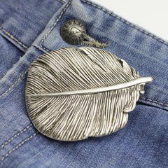 Large Spring Detailed Antique Silver Vintage Look Oval Belt Buckle