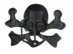 Skull Crossbones Belt Buckle Grey Metal Gothic Tattoo Halloween Costume Tribal