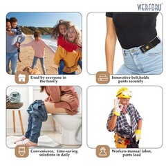 WERFORU 2 Pack No Buckle Stretch Belt For Pants Size 23&Prime;-30&Prime;, B-black-2