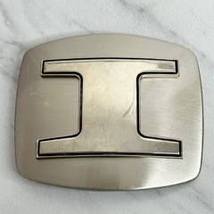 Letter I Initial Monogram Silver Tone Belt Buckle – 3.16&Prime; x 2.78&Prime;