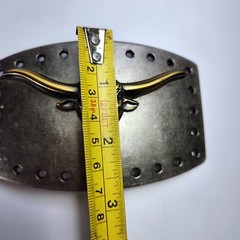 Vintage Longhorn Steer Belt Buckle Silver Gold Tone Western Cowboy Rodeo 4.25&Prime;