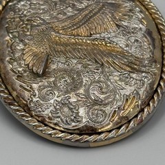 Ivan Western Eagle Belt Buckle Silver Gold Tone Floral Scrollwork Rope Border