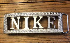 Nike Spellout Belt Buckle Silver With Bling